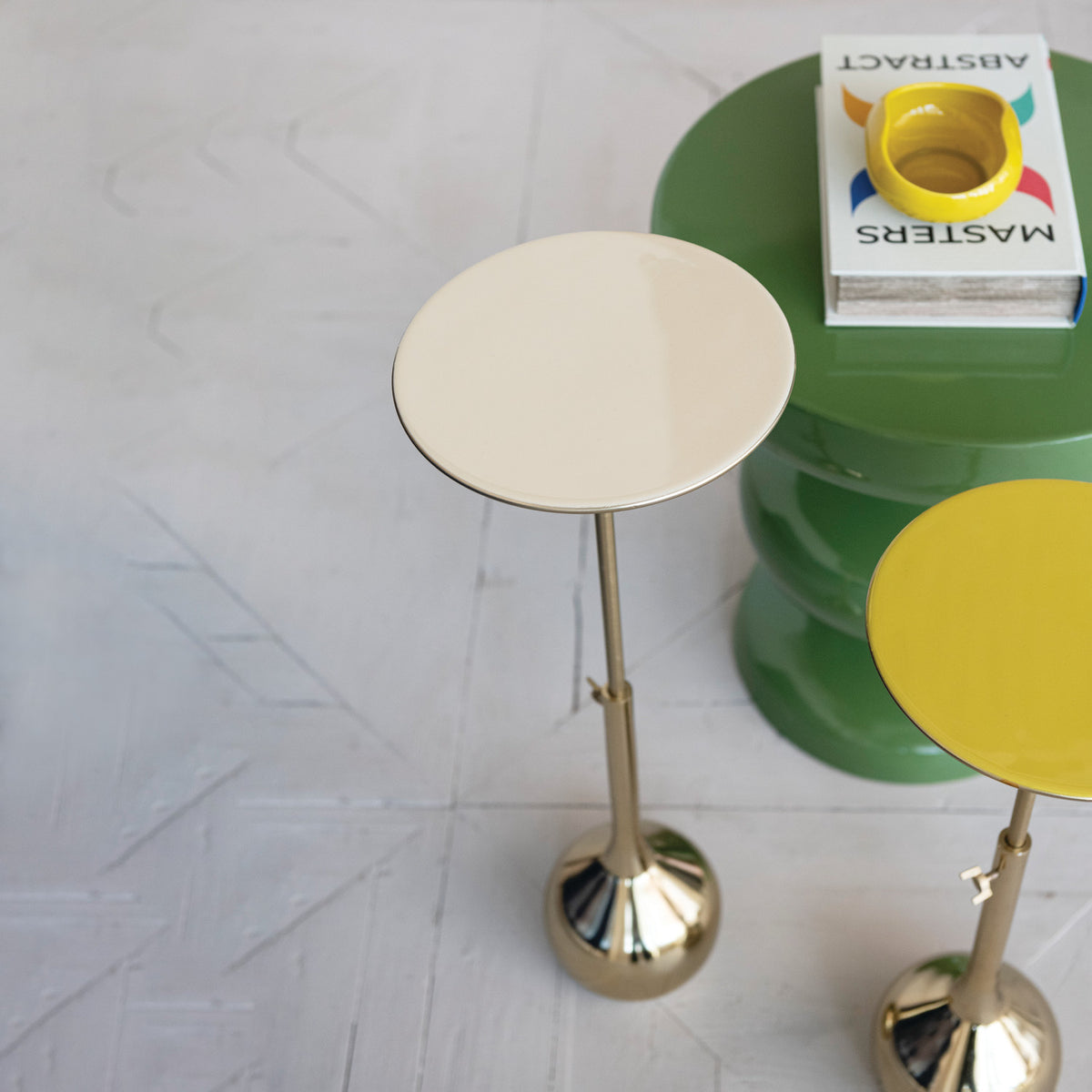 Enameled Aluminum Adjustable Table with Gold Electroplated Base