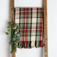 Cream Plaid Throw Blanket