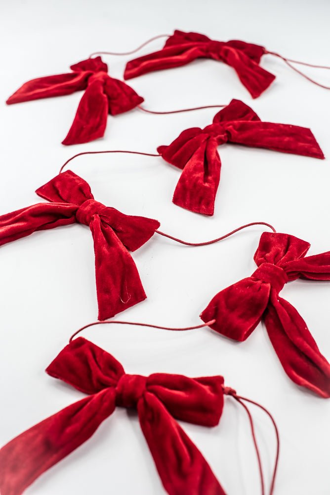 Red Velvet Bow Garland - 5'
