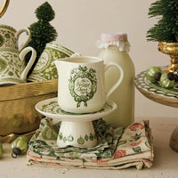 Stoneware Pedestal with Holiday Design "Happy Holidays"