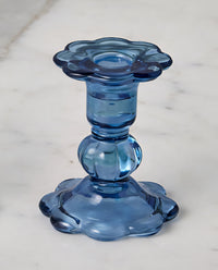 Scalloped Glass Candlestick Holder