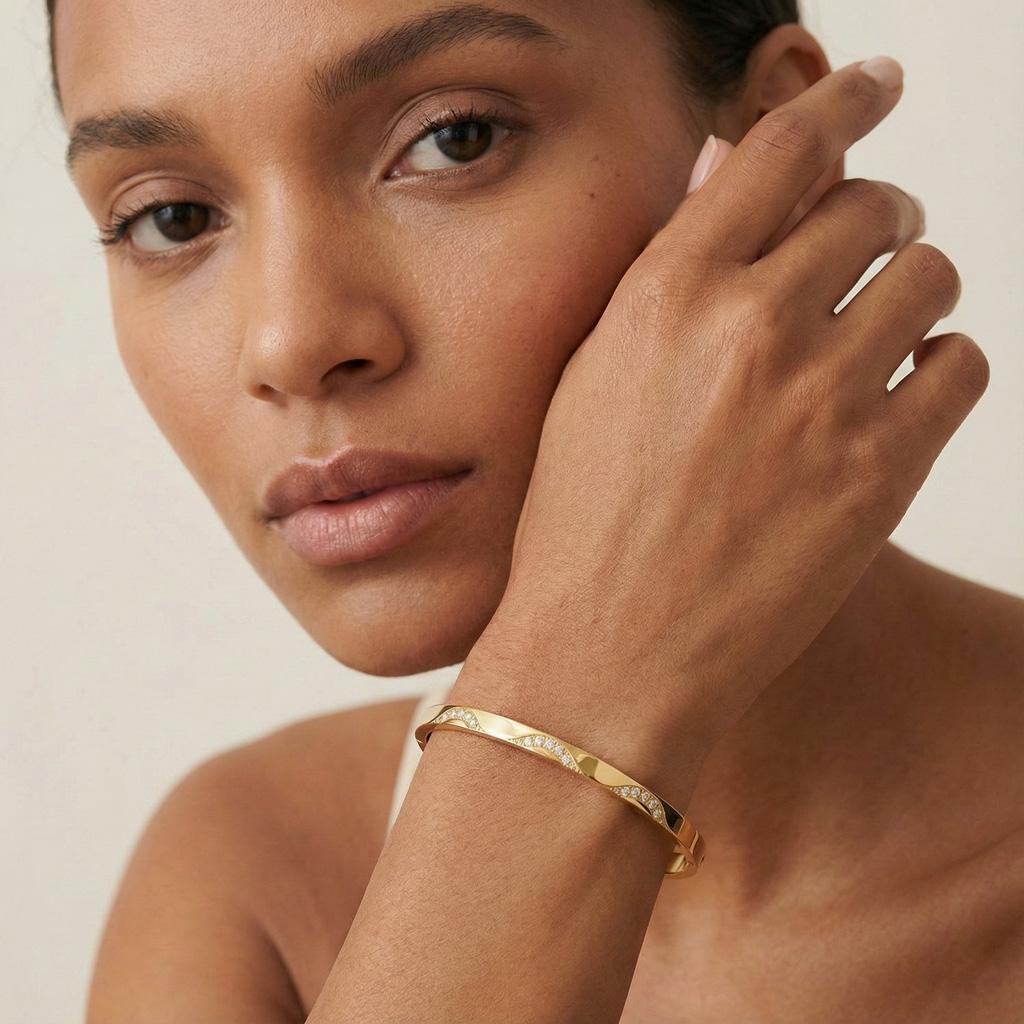 Wave Cz Hinge Bangle - Sydney