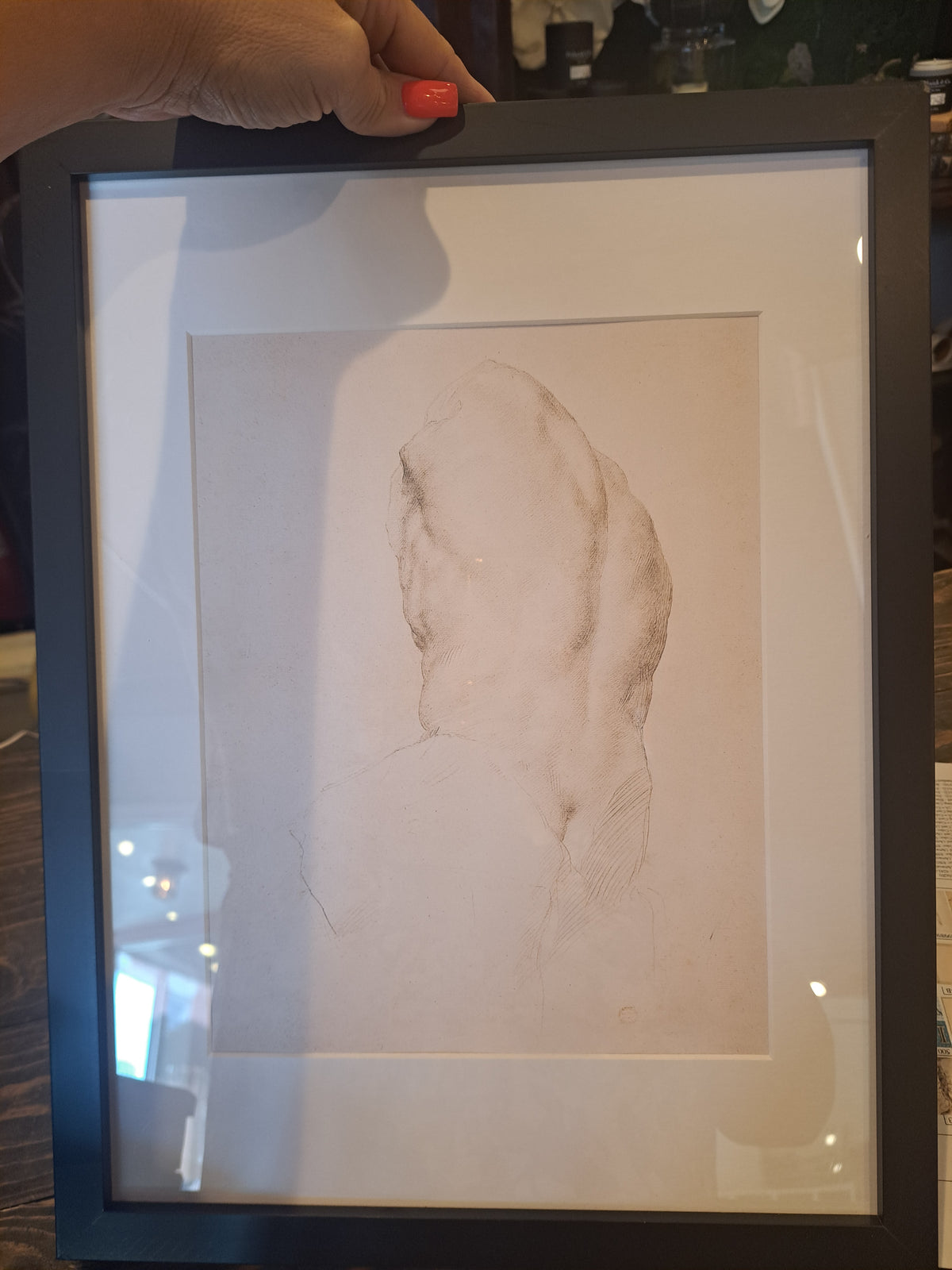 Artist Sketch of Male Torso, Framed Gallery Print