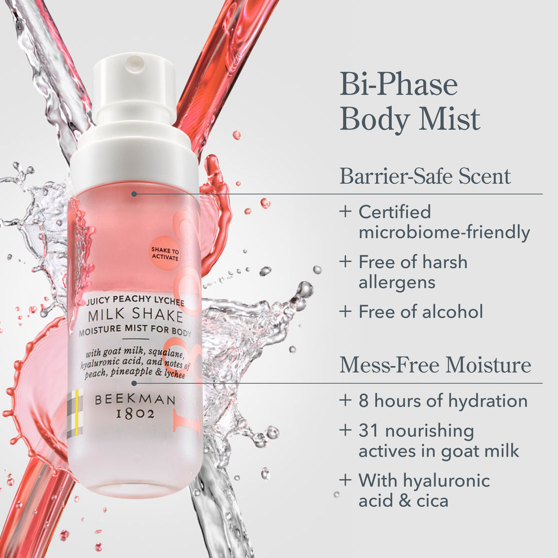 Juicy Peach Lychee Milk Shake Moisture Mist, 2oz. | Beekman 1802