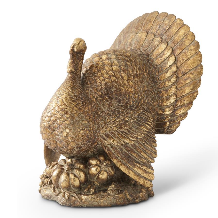 Antique Gold Resin Turkey 11.5"