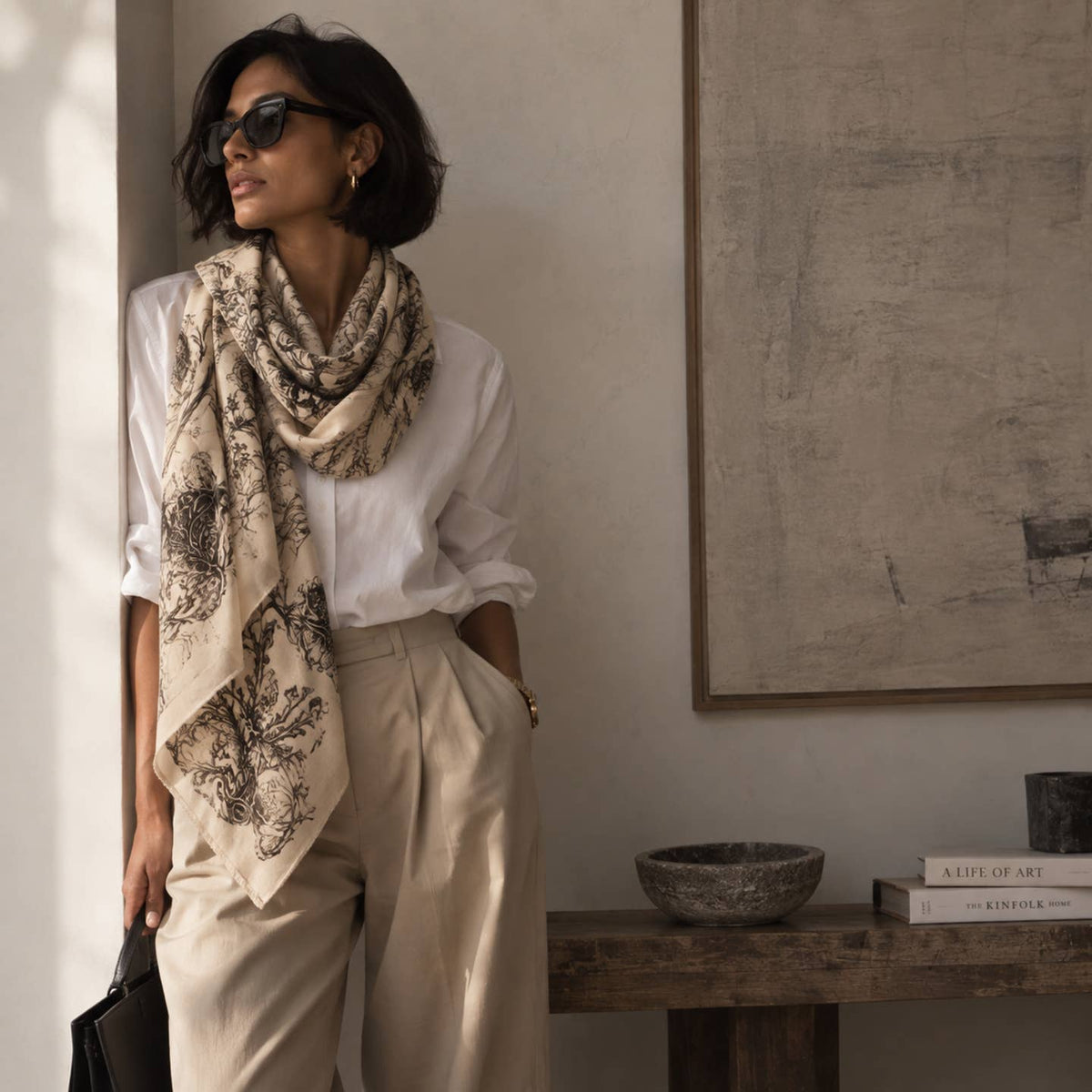 Cozy Botanical Oversized Square Scarf - Ellison+Young