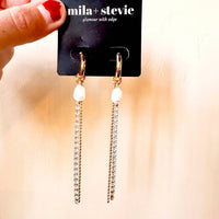 Pearl Cz Fringe Huggie Earrings - FLORENCE