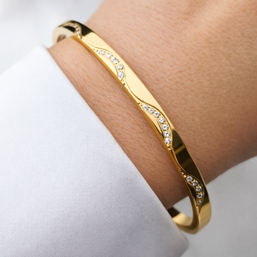 Wave Cz Hinge Bangle - Sydney