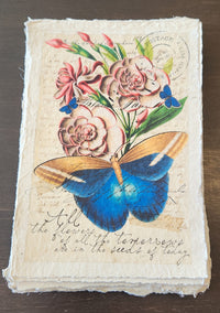 Inspirational Quote with Flower on Handmade Paper Print