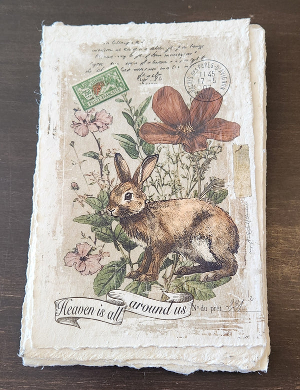 Inspirational Quote with Rabbit on Handmade Paper Print