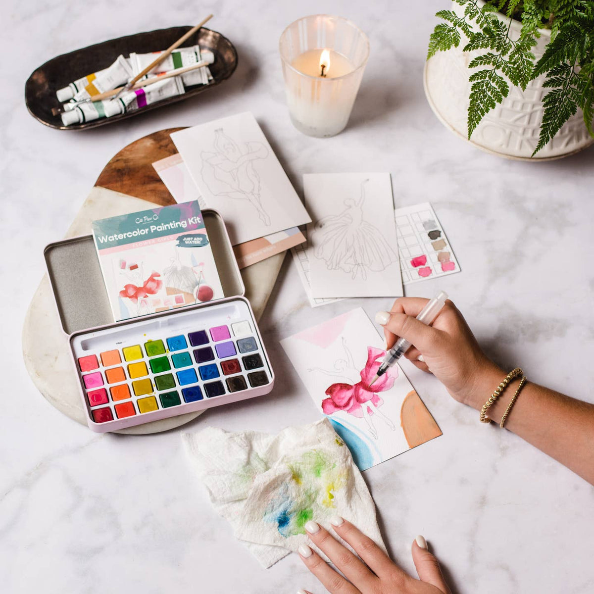 Tropical Florals Watercolor Painting Kit