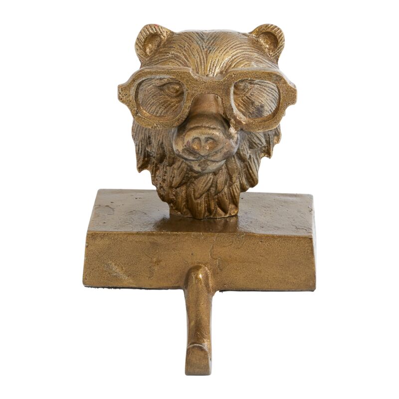 E+E Beatrice the Bear Antiqued Gold Stocking Holder