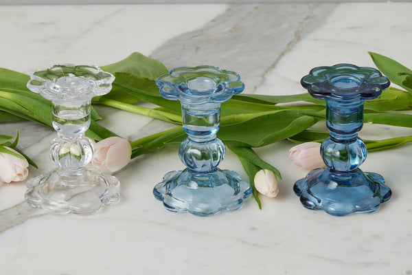 Scalloped Glass Candlestick Holder