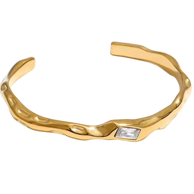 Cz Hammered Bangle CuffBracelet - Jordan