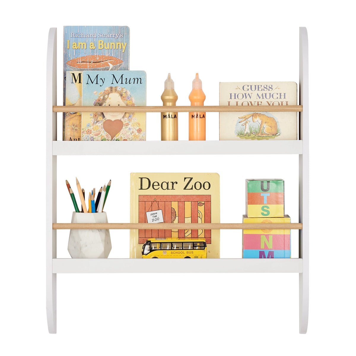 Steiner White Rounded 2-Tier Kids Wall-Mount Bookcase | Danya B.