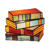 Stained Glass Book Stack Lamp
