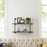 Two-Tier Industrial Pipe Wall Shelf | Danya B.