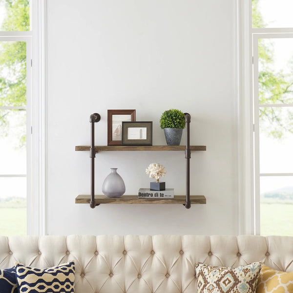 Two-Tier Industrial Pipe Wall Shelf | Danya B.