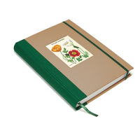 Notebook with floral design on the cover against a white background