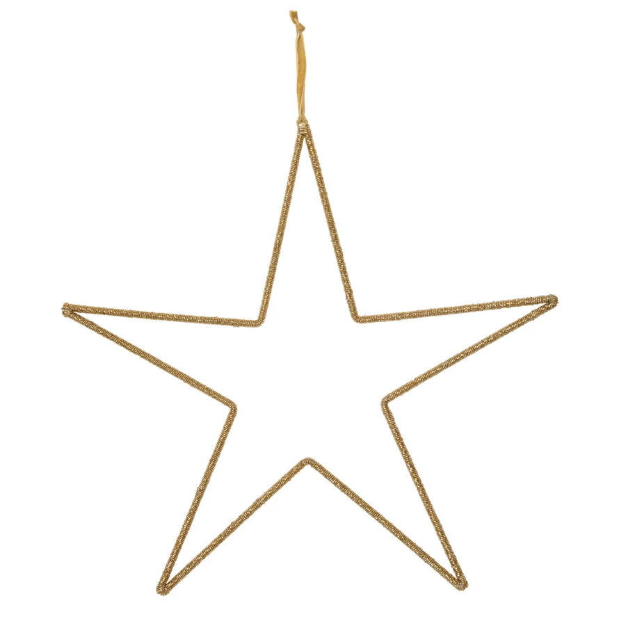 Oversized Gold Glass Bead & Metal Star Ornament