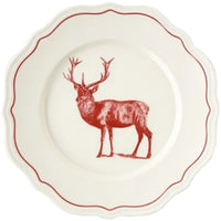 10" Yuletide Scalloped Plate with Stag