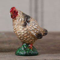 Cast Iron Mini Hand Painted Chicken Statue