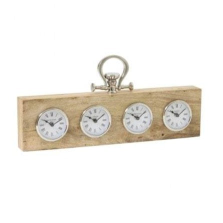 Wood & Nickel Clock World Desk Clock