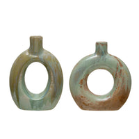 Opal Reactive Glazed Stoneware Cutout Vase