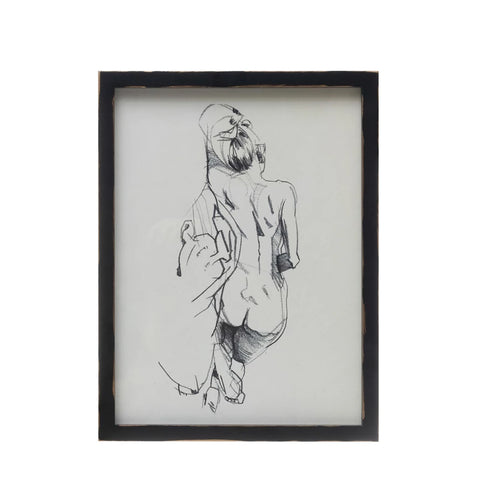 Framed Hand-Drawn Nude Sketch
