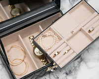 Caroline Black Leather Jewelry Box