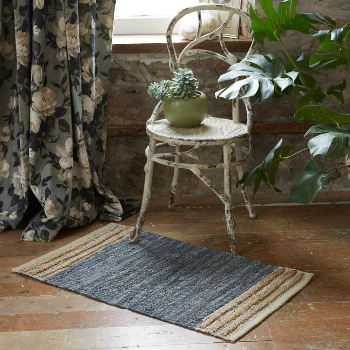 Patina Vie Leather & Jute Handwoven Striped Braided Rug
